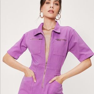 Nasty Gal Short Sleeve Denim Boilersuit